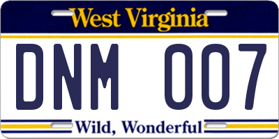 WV license plate DNM007