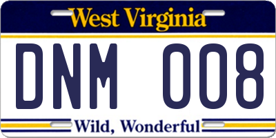 WV license plate DNM008
