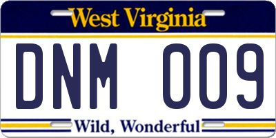 WV license plate DNM009