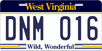 WV license plate DNM016