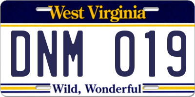 WV license plate DNM019