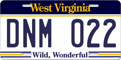 WV license plate DNM022