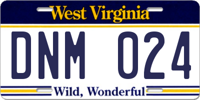 WV license plate DNM024
