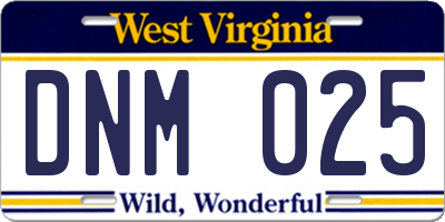 WV license plate DNM025
