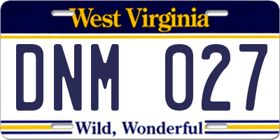 WV license plate DNM027