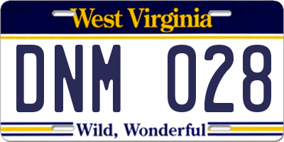 WV license plate DNM028