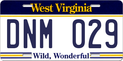 WV license plate DNM029