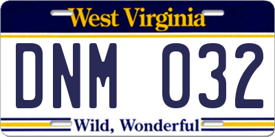 WV license plate DNM032