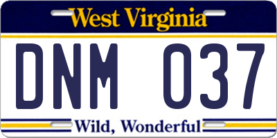 WV license plate DNM037