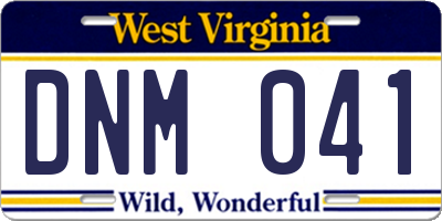 WV license plate DNM041