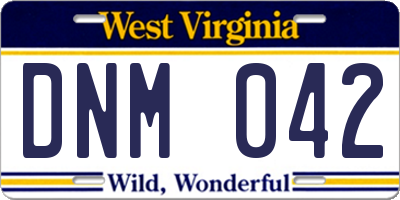 WV license plate DNM042
