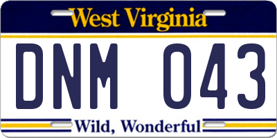 WV license plate DNM043