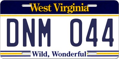 WV license plate DNM044