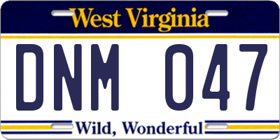 WV license plate DNM047