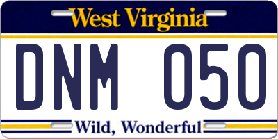 WV license plate DNM050