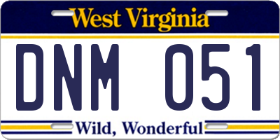 WV license plate DNM051