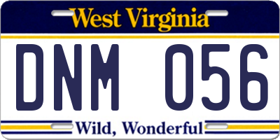 WV license plate DNM056