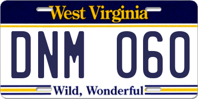 WV license plate DNM060