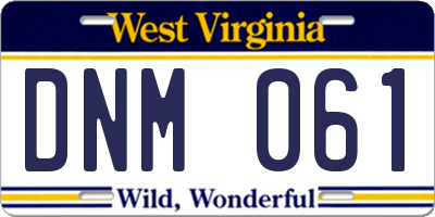 WV license plate DNM061