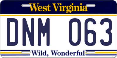 WV license plate DNM063