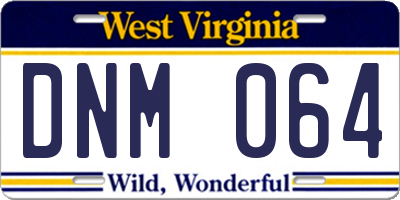 WV license plate DNM064