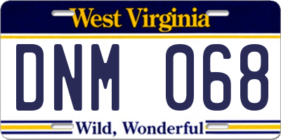 WV license plate DNM068