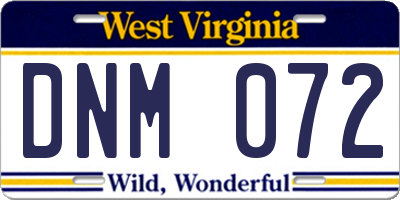 WV license plate DNM072