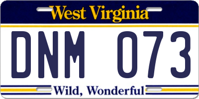 WV license plate DNM073