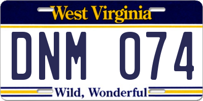 WV license plate DNM074