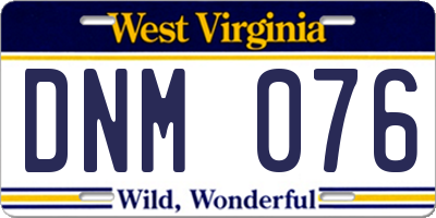 WV license plate DNM076