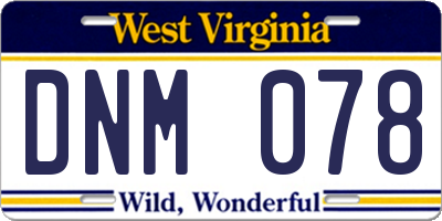 WV license plate DNM078
