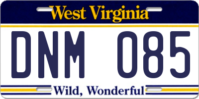 WV license plate DNM085