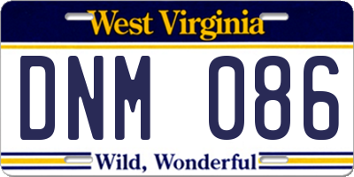 WV license plate DNM086