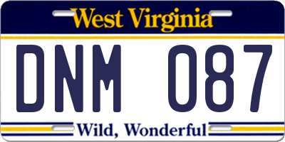 WV license plate DNM087