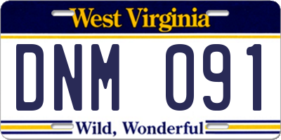 WV license plate DNM091