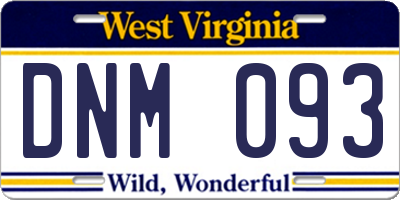 WV license plate DNM093