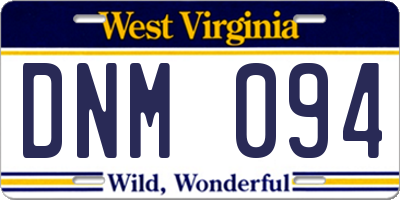 WV license plate DNM094