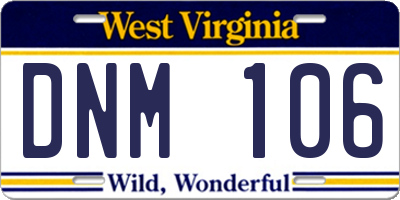 WV license plate DNM106