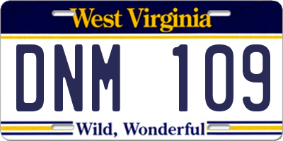 WV license plate DNM109