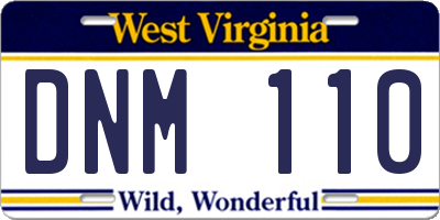 WV license plate DNM110
