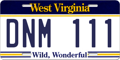WV license plate DNM111
