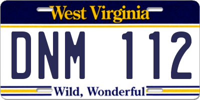WV license plate DNM112