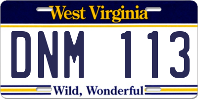WV license plate DNM113