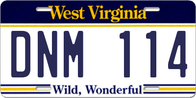 WV license plate DNM114