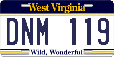 WV license plate DNM119