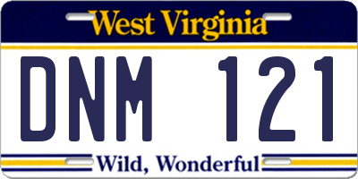 WV license plate DNM121