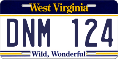 WV license plate DNM124