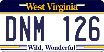 WV license plate DNM126