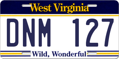 WV license plate DNM127