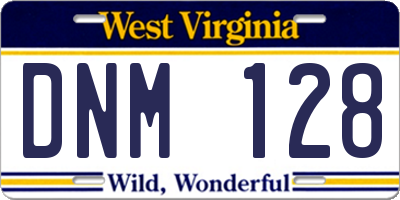 WV license plate DNM128